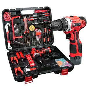 OEM Hot Sale Power Drills Set 2-Gang-Multifunktions-Bohrbürstenmotor Lithium-Batterie-Akku-Bohrset