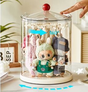 2026 Wholesale 360 <b>Rotating</b> Plastic Modern Plush Doll <b>Display</b> Case Transparent Dustproof Toy Organizer Box Acrylic Figurine - Product Image 2