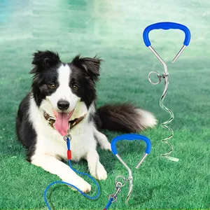 Outdoor-Hundetraining Bleistift Schwerlast Stahldraht Hundebinden Kabel mit Bodenstock