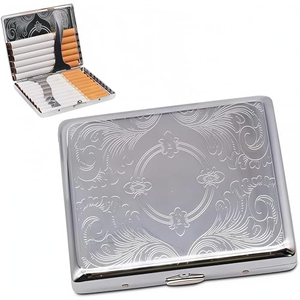 Accessoires pour fumeurs, étui à cigarettes en métal, boîte à cigarettes de poche en acier inoxydable, cadeau pour homme - Product Image 1