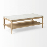 Table basse rectangulaire en bois de luxe moderne avec plateau en marbre finition naturelle pour salon