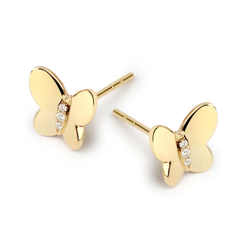 new jewelry arrivals 2022 Natural Diamond butterfly Real 18k Gold Jewelry Stud earrings