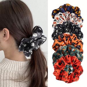 Chouchous à cheveux imprimé crâne Halloween, en tissu très élastique, style gothique sombre, accessoires de coiffure pour festivals et fêtes, vente en gros - Product Image 3