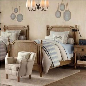 Lit d'enfant en bois massif de style américain, lit traîneau rétro français, idéal pour petit appartement, maison ou gîte de princesse - Product Image 2