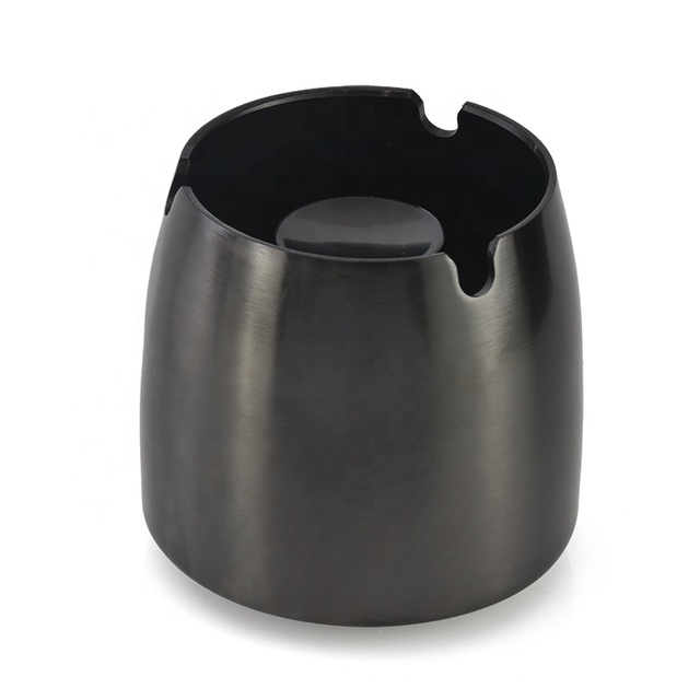 Best Selling Modern Smokeless Black Stainless Steel Ashtray with Easy Clean Stand for Home Office Use S/M/L Sizes