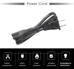 Ac Cord Cable H03VVH2-F H05VVH2-F Flat Electrical Extension NEMA 1-15P To IEC C7 TV Power Lead For Computer