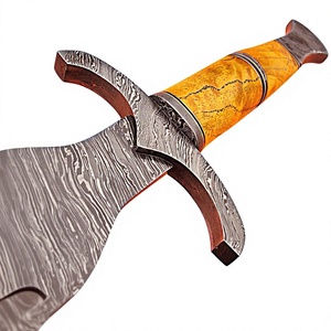 Épée longue en acier Damas sur mesure, pointe de lance, lame de 4 mm d'épaisseur, manche en bois de rose et d'olivier, lame simple, OEM - Product Image 5
