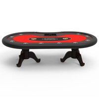 Table de poker Texas Hold'em ovale professionnelle de luxe en bois massif antique personnalisée pour 10 joueurs, à vendre