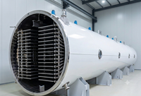 Équipement de séchage sous vide cylindrique industriel de 240 m², chauffage à la vapeur, stockage à froid, capacité de 2400 kg pour la transformation alimentaire en vrac