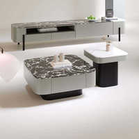 Table basse carrée noire moderne avec support TV, table centrale multifonctionnelle pour salon, mobilier de maison pratique et abordable