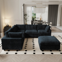 ATUNUS Canapé modulaire sectionnel 3 places moderne en velours côtelé, en gros, en stock aux États-Unis, pour salon