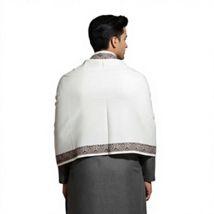 Men Winter <b>Wool</b> Shawl Ethnic <b>Wrap</b> Scarf Floral Patterned Border Warm Breathable Skin-Friendly for Cold Weather - Product Image 2