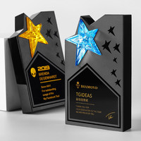 Nouveau trophée en cristal d'obsidienne pentagramme JS-36354C haut de gamme fabriqué en Chine, gravure personnalisée, autorisation de partenariat distributeur