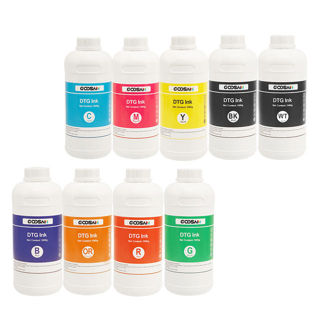 Goosam 9 Colors Textile Printing Bulk RGBO CMYK White 1000ml DTG Ink Set for Epson Xp600 I1600 I3200 L1800 Printer