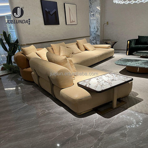 Canapé d'angle en cuir moderne et très confortable pour salon, canapé en forme de L pour salon - Product Image 3