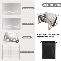 Barbecue portable pliable en acier inoxydable au charbon de bois pour le camping en plein air, la maison et les voyages