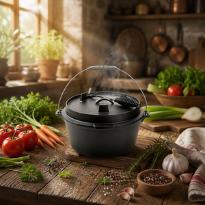 <span class=keywords><strong>Cocotte</strong></span> <span class=keywords><strong>en</strong></span> <span class=keywords><strong>fonte</strong></span> ronde antiadhésive de 8,5 QT pour l'extérieur, robuste, avec couvercle, compatible four, gaz et induction - Product Image 1