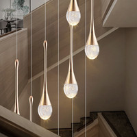 Lustre d'escalier moderne et minimaliste, design créatif à lumière douce, en alliage d'aluminium, LED à trois couleurs, intensité variable, longue suspension pour