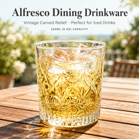 Verre à whisky vintage de 265 ml avec motif diamant en relief, verre à base lourde de style old fashioned pour bourbon et cocktails, logo personnalisé acceptable