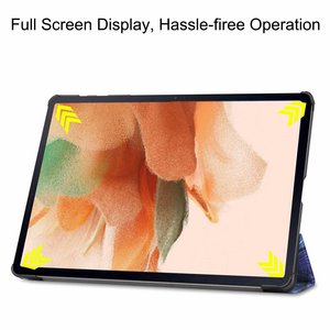 Custodia a tre ante in pelle PU con stampa a colori per <span class=keywords><strong>Samsung</strong></span> Galaxy Tab <span class=keywords><strong>S7</strong></span> <span class=keywords><strong>FE</strong></span> T736/<span class=keywords><strong>S7</strong></span> Lite T730 12.4 pollici 2021 - Product Image 3