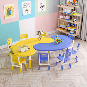 Ensemble table et chaises d'école pour la <span class=keywords><strong>maternelle</strong></span>, en plastique écologique, design moderne, pour utilisation en extérieur, bureau à domicile et salon - Product Image 4