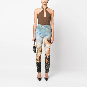 Customized Skinny High Waist Garment Wash <strong>Butt</strong> <strong>Lifting</strong> Sexy <strong>Women's</strong> <strong>Jeans</strong> with Pockets Denim Trousers Trendy - Product Image 1