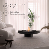 Table de foyer au bioéthanol MEISU.CH personnalisée et élégante pour intérieur, avec brûleur à gaz extérieur intégré