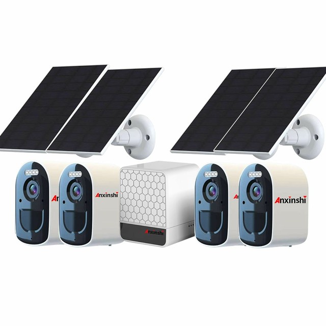 4CH Wireless Solar Security Camera Outdoor Dual Brand 5G WIFI Mini Solar Security System for Home Security 4MP Night Vision