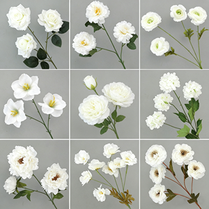 Fleur artificielle série blanche, matière florale simulée, personnalisable par image pour arrangements de mariage DIY, décoration de table à domicile - Product Image 3