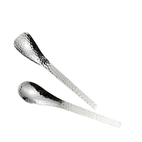 Ensemble de couverts jetables en acier inoxydable 304 à motif martelé européen, petite cuillère carrée, fourchette à dessert aux fruits, mariages, café