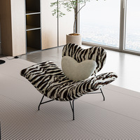 Fauteuil inclinable moderne Cupid monoplace en cuir avec revêtement en fourrure de lapin, style de luxe léger, pour salon et hôtel