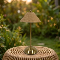 Lampe de table à LED à intensité variable manuelle, style rétro, alimentée par batterie, à commande tactile, rechargeable, lumière ambiante blanc chaud, métal et bois, pour chevet