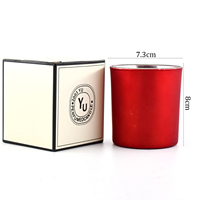 Pot à bougie personnalisé de luxe en verre bleu saphir mat avec couvercle et support, capacité de 3,5 oz, logo personnalisé pour la Saint-Valentin