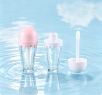 Tube de brillant à lèvres vide en forme de cornet de crème glacée 6ml en gros, en stock, logo personnalisé, emballage cosmétique direct usine