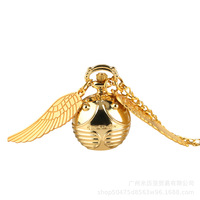 Montre de poche classique rétro en forme de grande balle dorée de la Coupe de Sorcières, avec chaîne, cadeau pour garçons et filles