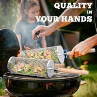 Poignée en bois amovible, acier inoxydable 304, grille roulante, accessoires pour barbecue