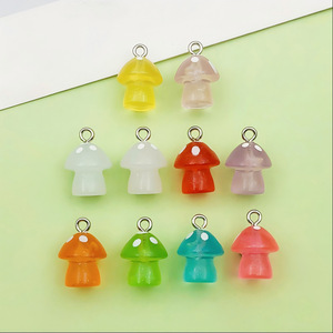 Colorful Resin Cartoon Mushroom Charms Transparent Glow In Dark Pendants For DIY Jewelry Accessories Unisex Everyday Wear - Product Image 1