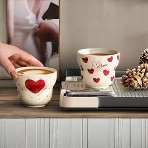 Cute Hand-painted Porcelain Nordic Business Gifts <b>Mug</b> with Heart <b>Flower</b> Design - Product Image 2