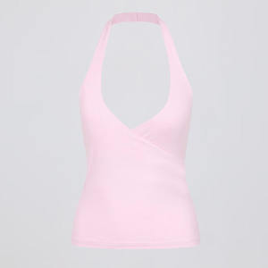नए आगमन कस्टम हैल्टर स्पोर्ट्स जिम टैंक शीर्ष वी-आकार कसरत नायलॉन स्पैंडेक्स ने लुभावनी महिला योग स्लीवलेस टैंक टॉप - Product Image 5