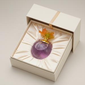 Luxury Refillable Crystal <b>Perfume</b> Bottle Floral Lid Glass <b>Container</b> Engraved Fragrance Display for Gift and Decor - Product Image 6