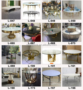 LEDA Luxury Hotel Furniture Wedding Events <b>Table</b> Clear Glass Modern Hollow Rose Pattern <b>Gold</b> Accents Stainless Steel <b>Table</b> - Product Image 5