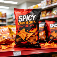 Sachet alimentaire PE thermoscellable imprimé sur mesure avec fenêtre transparente pour chips tortilla épicées