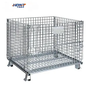 Foldable Stacking Metal Wire Pallet Cage Container Cargo Storage Equipment For Sale