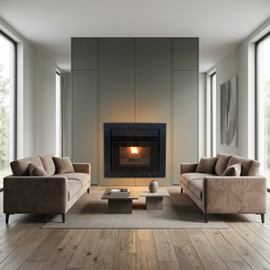 Poêle à granulés de bois encastrable QM1003A 9KW, moderne, écologique, de style européen, avec télécommande, pour salon, villa, foyer - Product Image 2