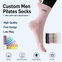 Chaussettes de sport en coton tricoté de haute qualité pour hommes, personnalisables avec logo, respirantes, douces pour la peau et à séchage rapide, idéales pour le yoga et le Pilates.