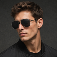 Lunettes de soleil polarisées classiques noires pour hommes, monture intégrale légère et confortable en métal, avec branches décoratives dorées, promotionnelles