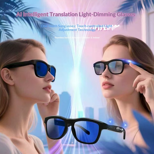 GV-90 Intelligent App Control Color-changing Smart Dimming Glasses IPX-5 Waterproof Magnetic Charging for AI Translation Music