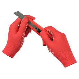Guantes Industriales de PVC con Puntos Antideslizantes, Guantes de Seguridad con Puño Tejido, Transpirables, para Trabajos de Embalaje en Almacenes - Product Image 1