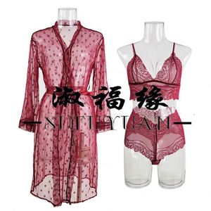 SFY1360 Lencería de talla grande para mujer, camisón de encaje transpirable y agradable para la piel, pijama cómodo de una pieza, body sexy. - Product Image 6