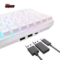 Royal Kludge Keyboard Gaming RK96, Papan Kunci Gaming Portabel Nirkabel Putih, Tastiera Gamer Mecanica Saklar Biru